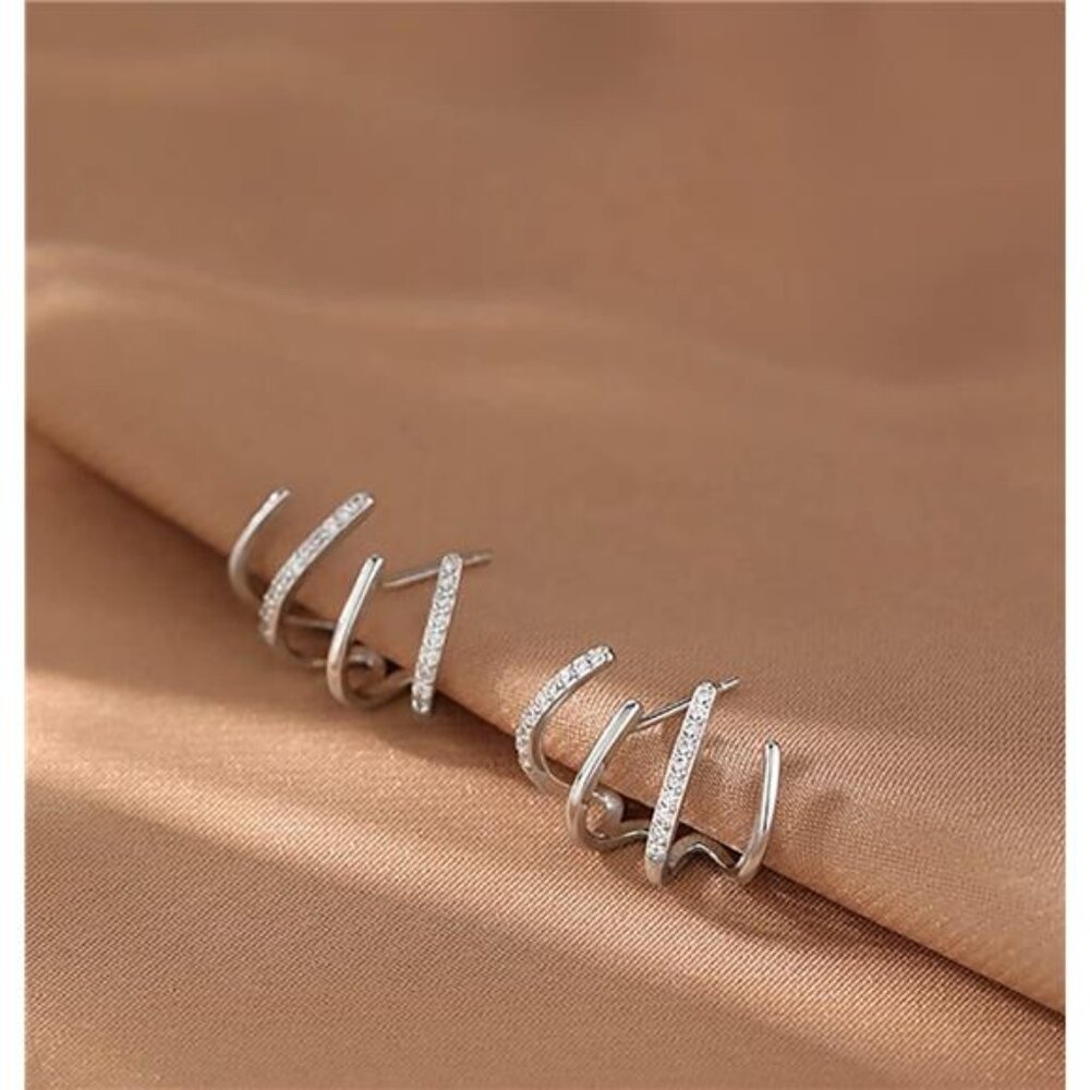 Solid 925 Sterling Silver Half Hoop Earrings Wrap… - image 4